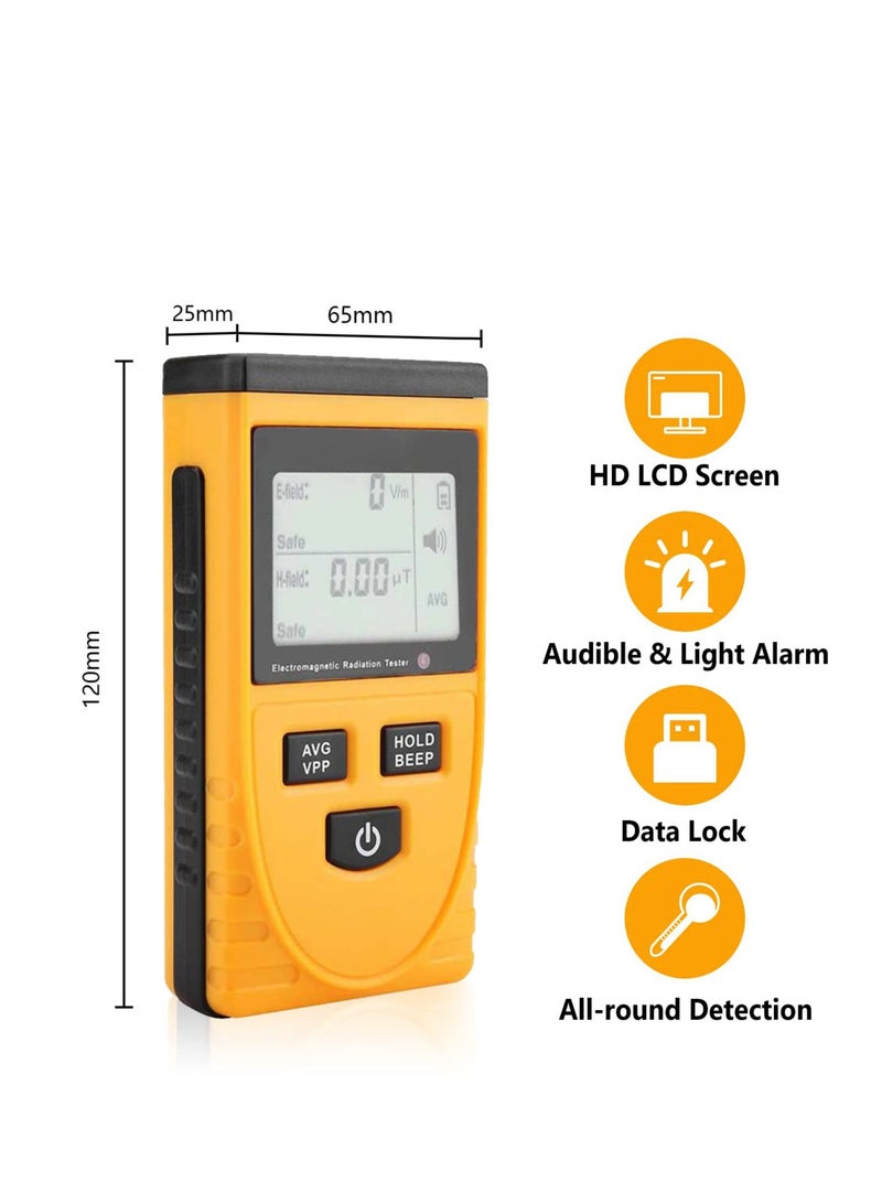 Geiger Counter Radiation Detector, Handheld Digital Electromagnetic Field Radiation Detector with Sound and Light Alarm, Radiation Assessment, Compact Design, for Home Office Work Outdoors - Image 3